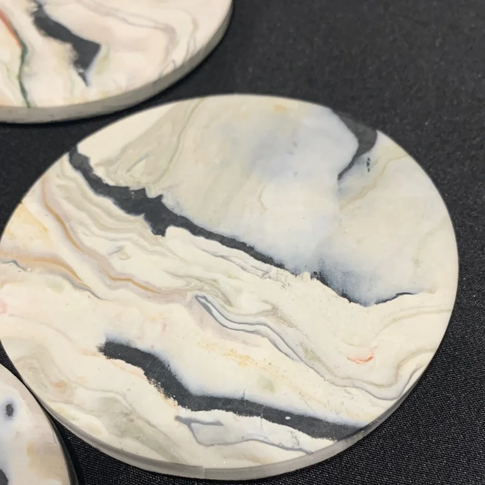 Handcrafted Clay Marble Pattern Coasters Set of 4